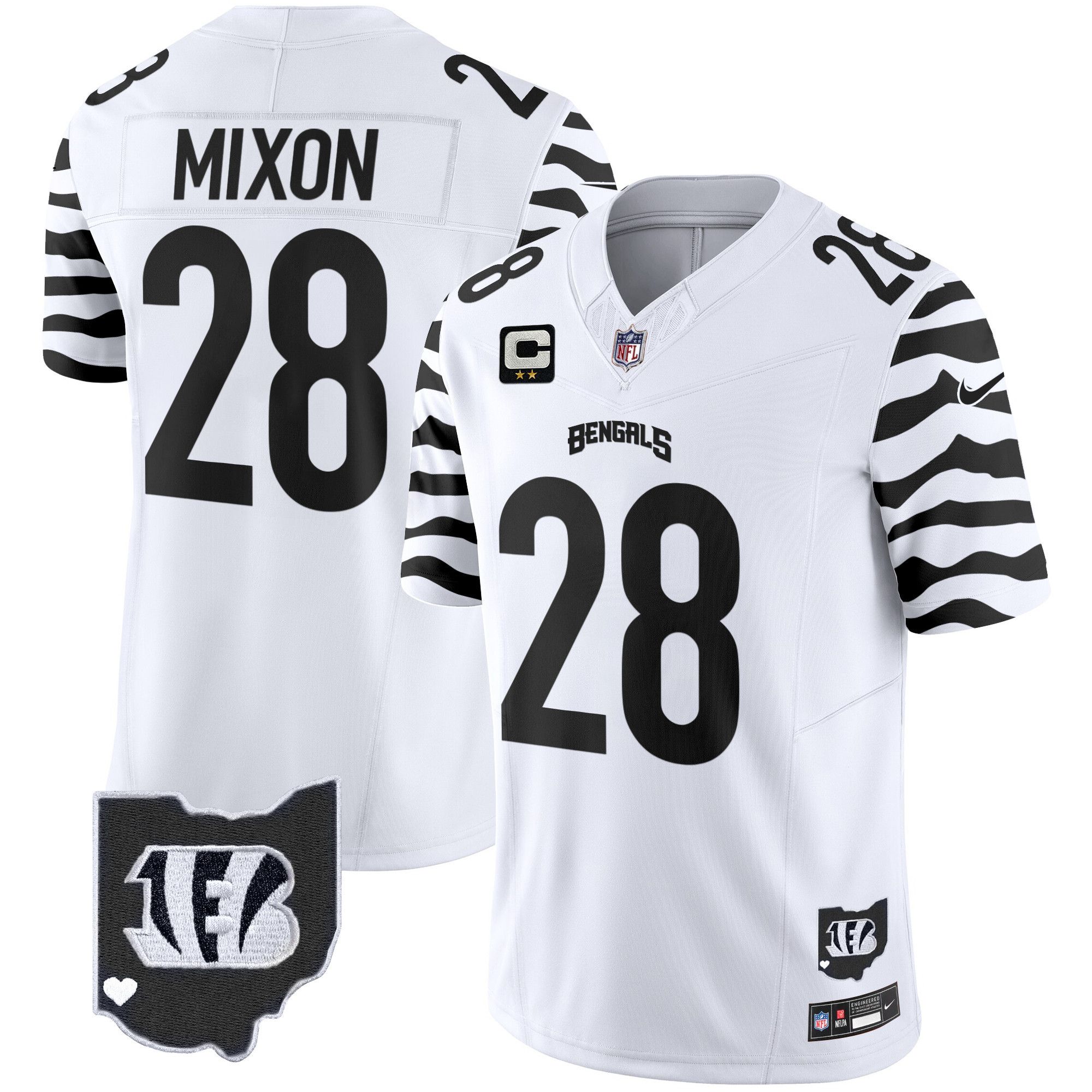 Men Cincinnati Bengals #28 Mixon White 2024 Nike Stripes Vapor Limited NFL Jersey->indianapolis colts->NFL Jersey